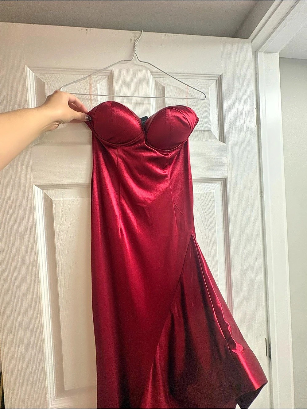 Fashion Nova Red Asymmetrical Maxi Dress Size Medium